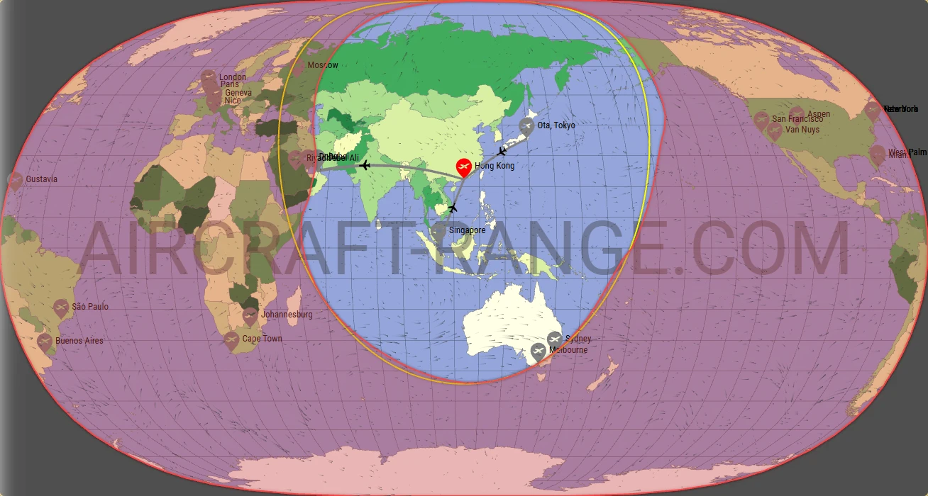 Challenger 650 broker route map from Hong Kong International Airport (VHHH)
