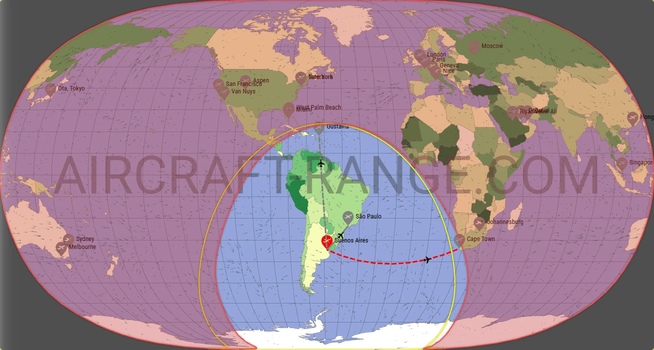 Citation Longitude broker route map from Aeroparque Jorge Newbery (SABE)