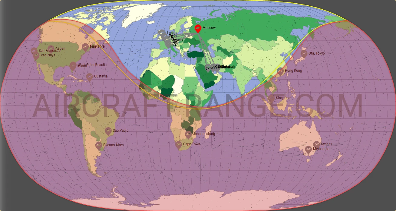 Citation Longitude broker route map from Vnukovo International Airport (UUWW)