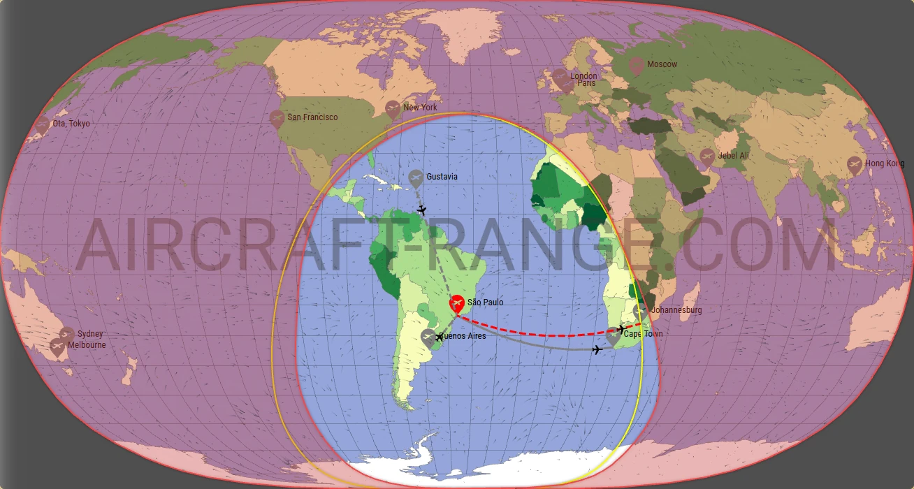 Embraer Praetor 600 broker route map from Guarulhos - Governador André Franco Montoro International Airport (SBGR)