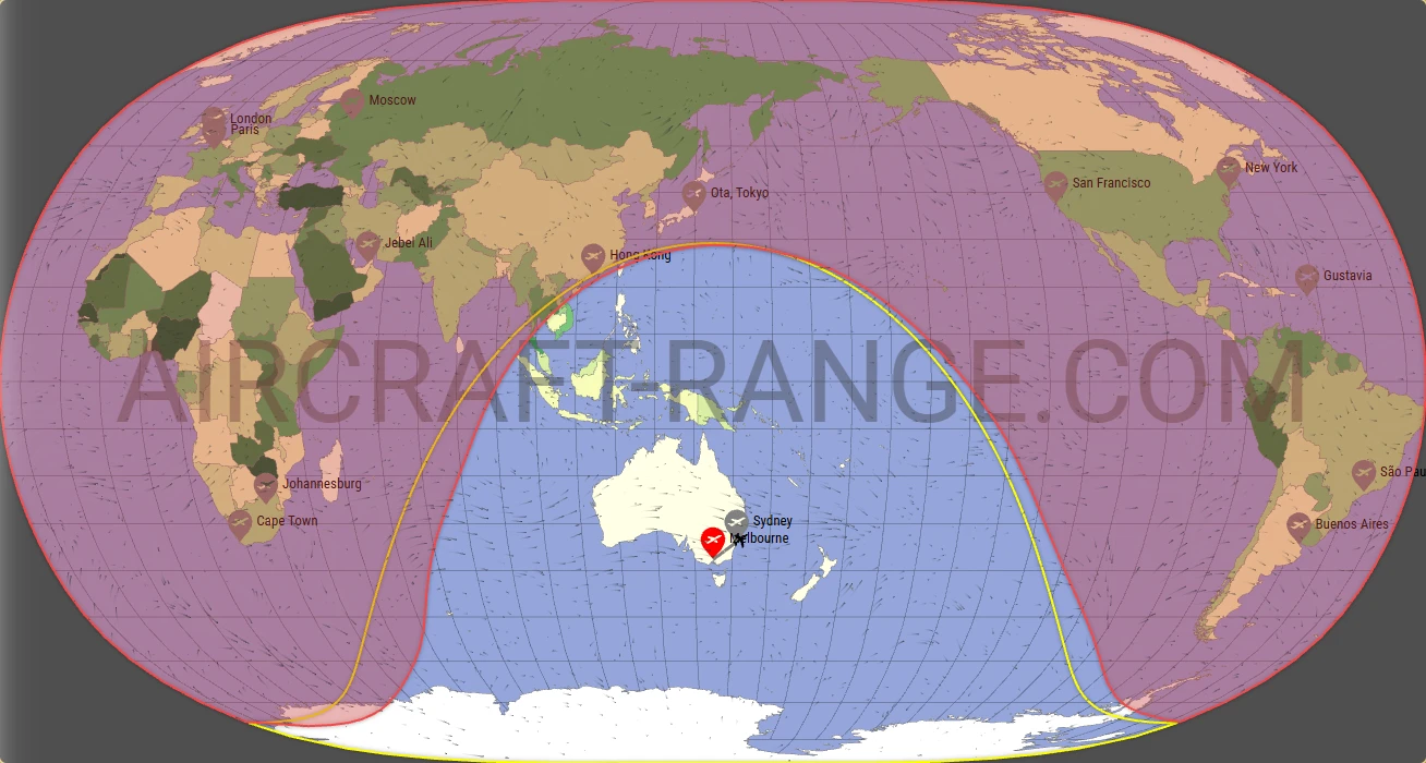 Embraer Praetor 600 broker route map from Melbourne International Airport (YMML)