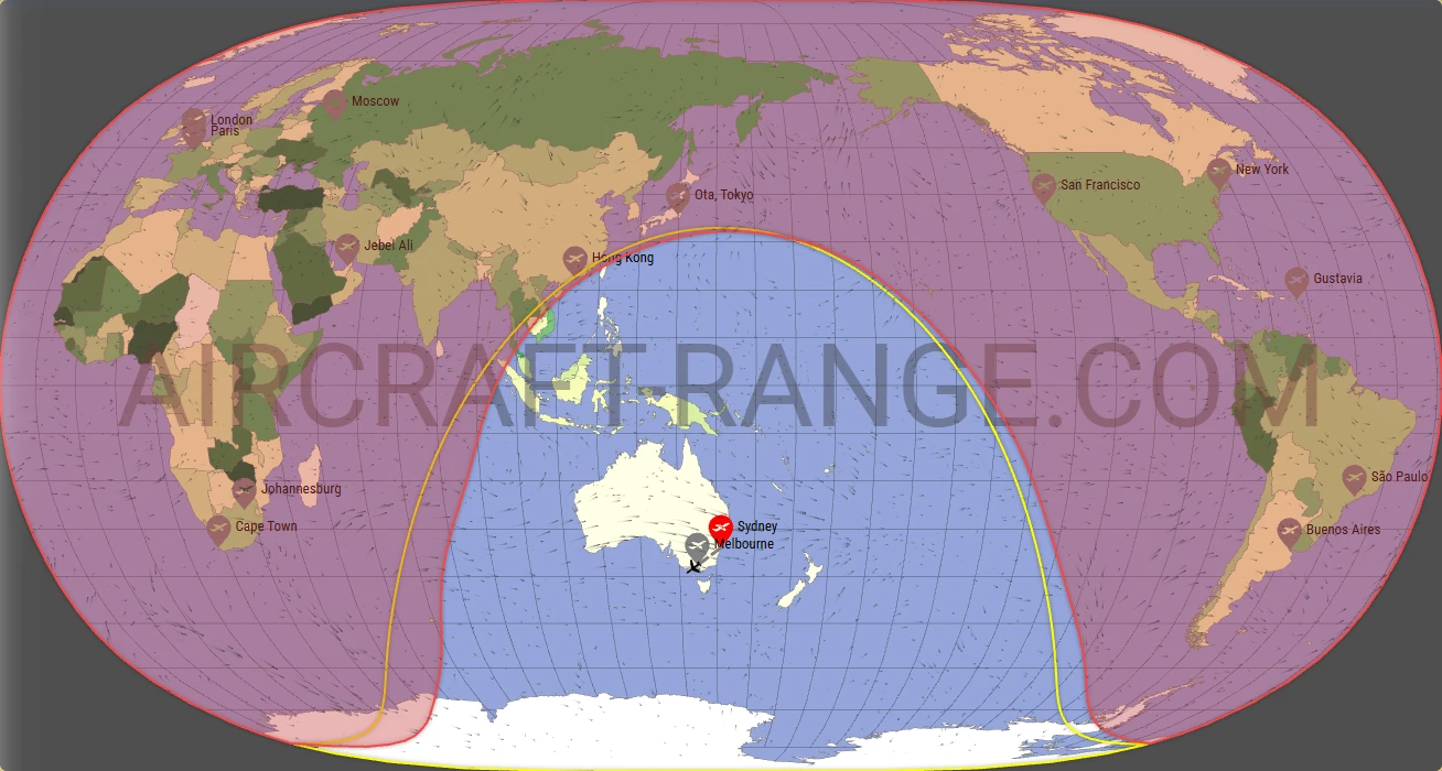 Embraer Praetor 600 broker route map from Sydney Kingsford Smith International Airport (YSSY)