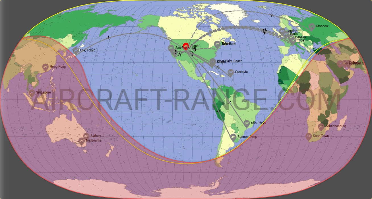 Falcon 6X broker route map from Aspen-Pitkin County Airport (Sardy Field) (KASE)