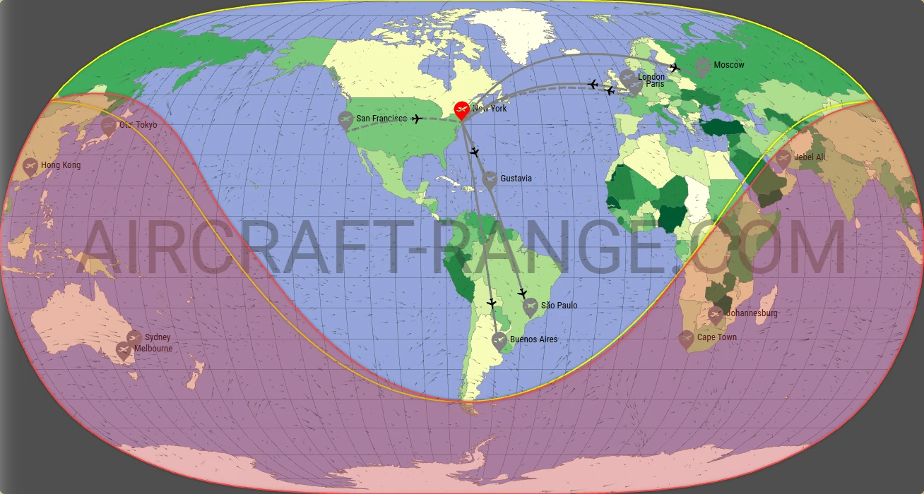 Falcon 6X broker route map from La Guardia Airport (KLGA)