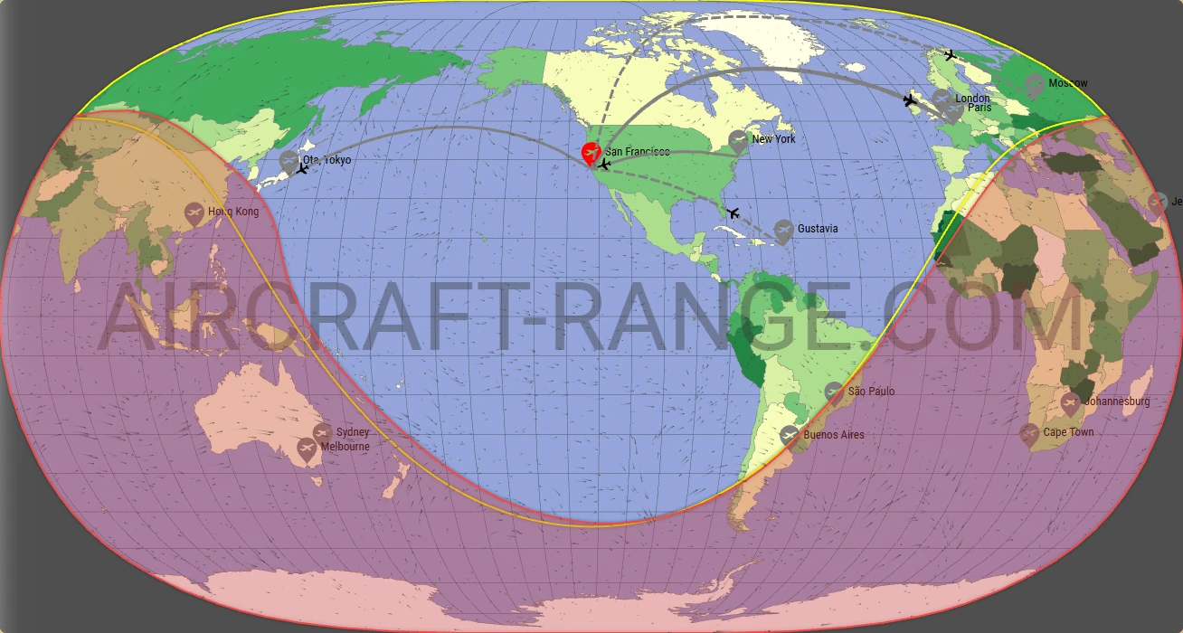 Falcon 6X broker route map from San Francisco International Airport (KSFO)