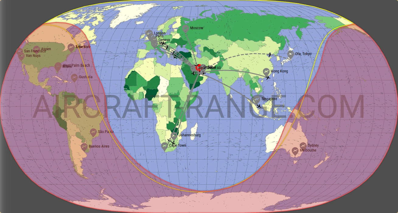 Falcon 6X broker route map from Hamad International Airport (OTHH)