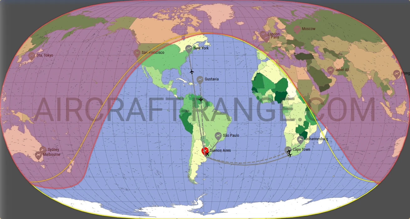 Falcon 6X broker route map from Jorge Newbery Airpark (SABE)