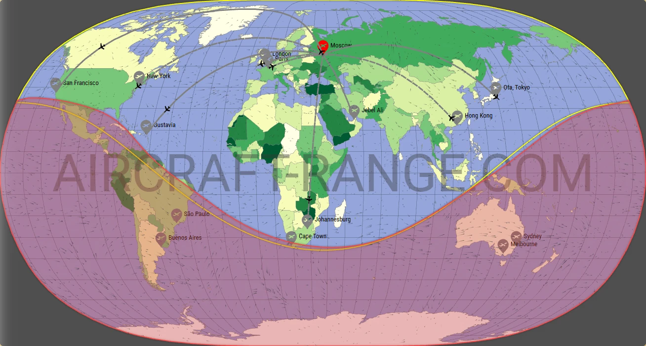 Falcon 6X broker route map from Vnukovo International Airport (UUWW)