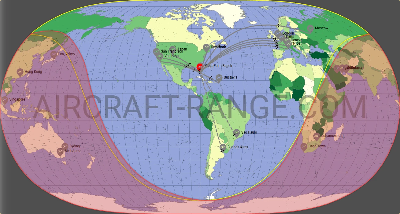 Falcon 7X broker route map from Miami-Opa Locka Executive Airport (KOPF)
