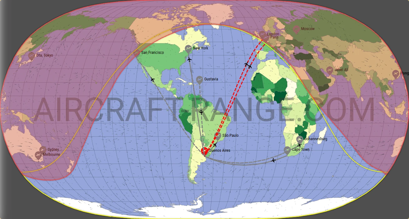 Falcon 7X broker route map from Jorge Newbery Airpark (SABE)