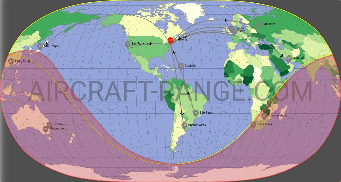Falcon 8X broker route map from La Guardia Airport (KLGA)