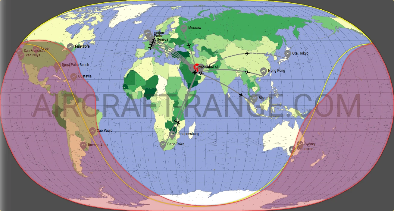 Falcon 8X broker route map from Hamad International Airport (OTHH)