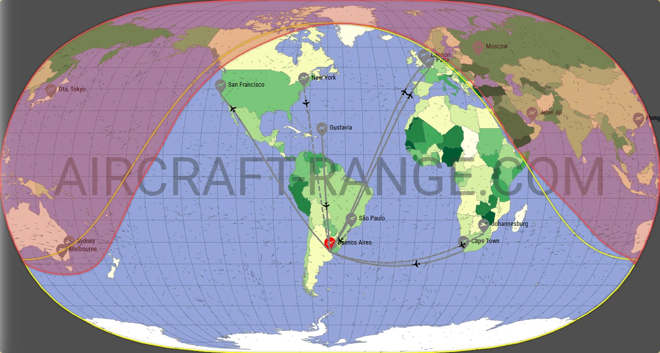 Falcon 8X broker route map from Jorge Newbery Airpark (SABE)