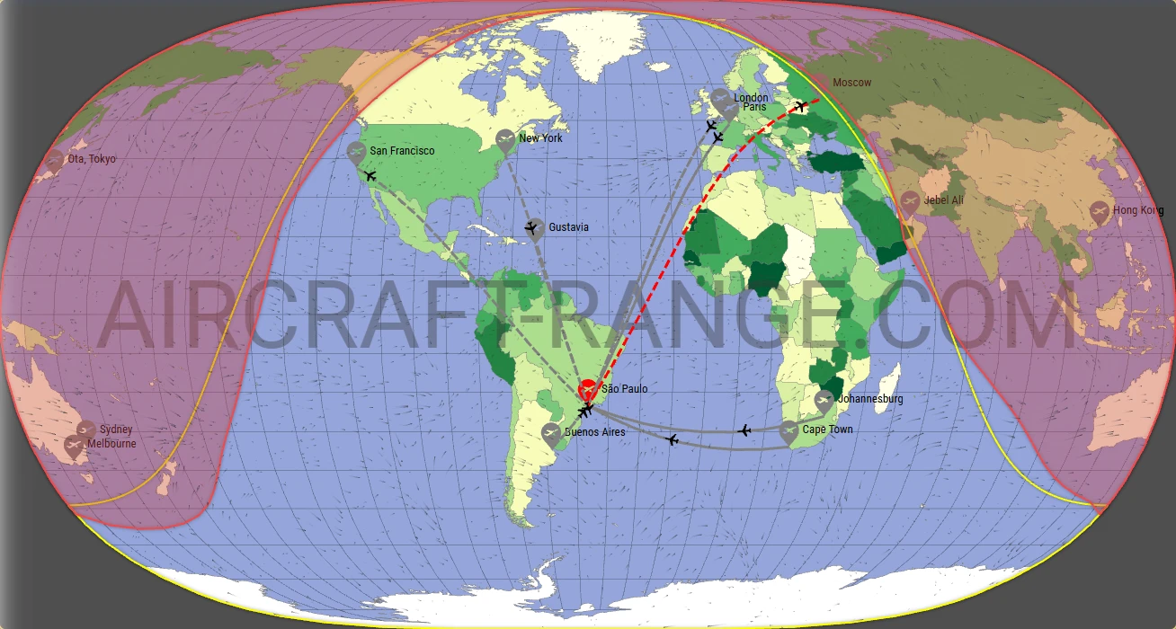 Falcon 8X broker route map from Guarulhos - Governador André Franco Montoro International Airport (SBGR)