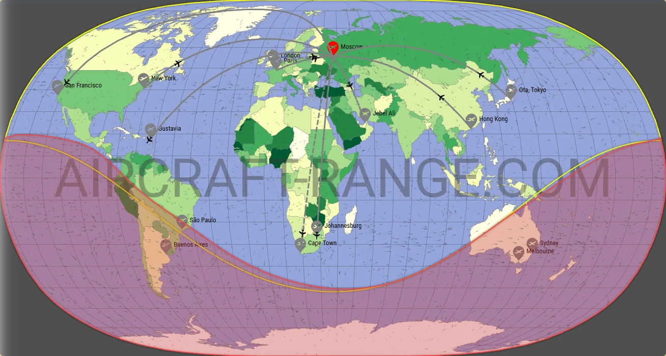 Falcon 8X broker route map from Vnukovo International Airport (UUWW)