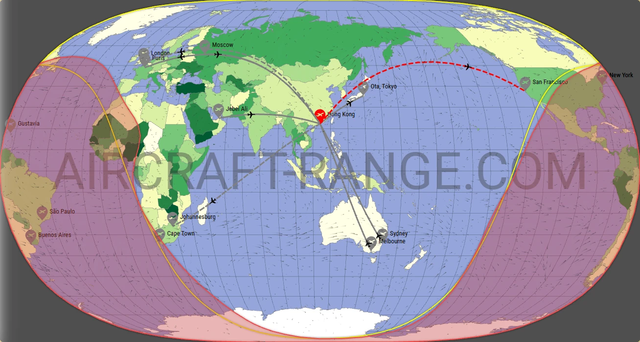 Falcon 8X broker route map from Hong Kong International Airport (VHHH)