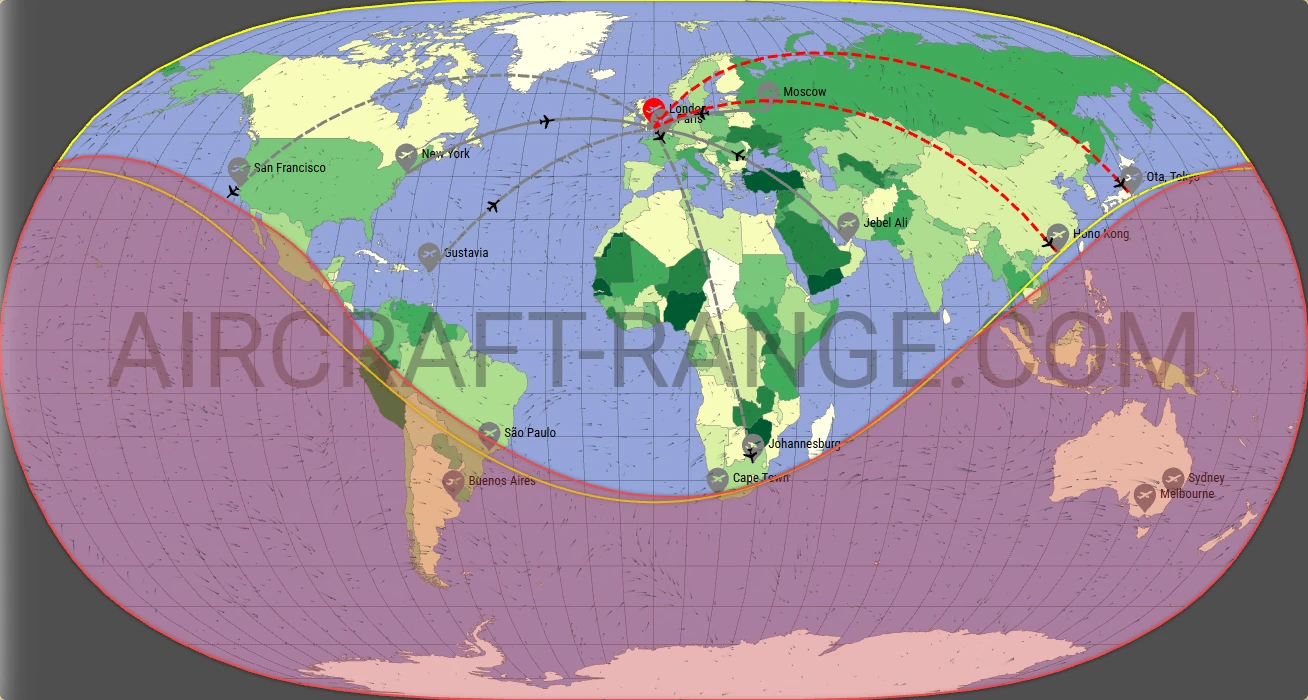 Global 5000 broker route map from London City Airport (EGLC)