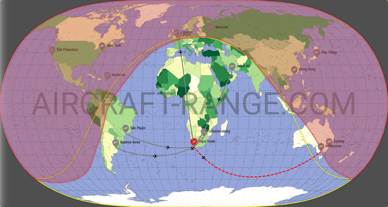 Global 5000 broker route map from Cape Town International Airport (FACT)