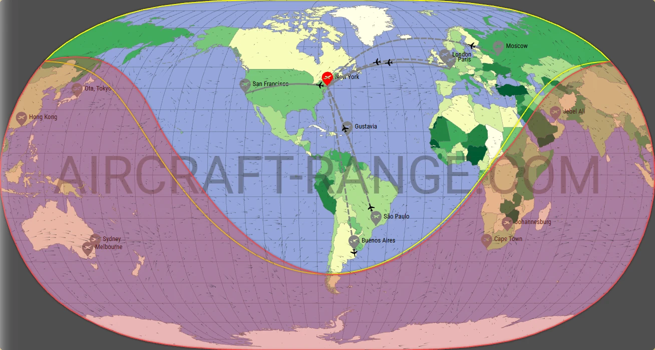 Global 5000 broker route map from La Guardia Airport (KLGA)
