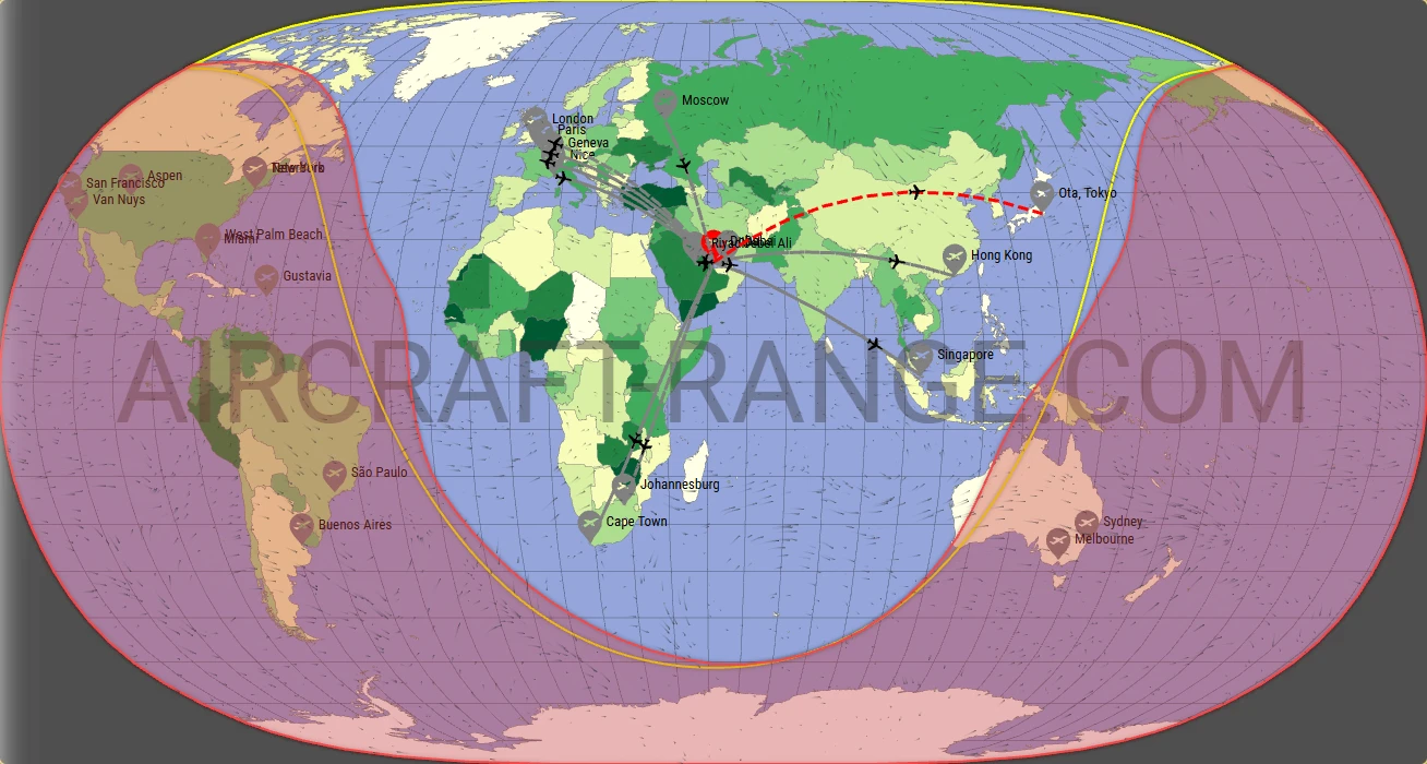Global 5000 broker route map from Hamad International Airport (OTHH)