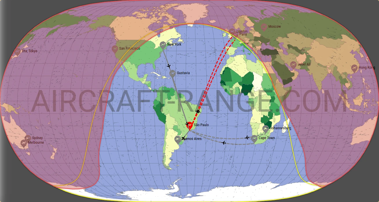 Global 5000 broker route map from Guarulhos - Governador André Franco Montoro International Airport (SBGR)