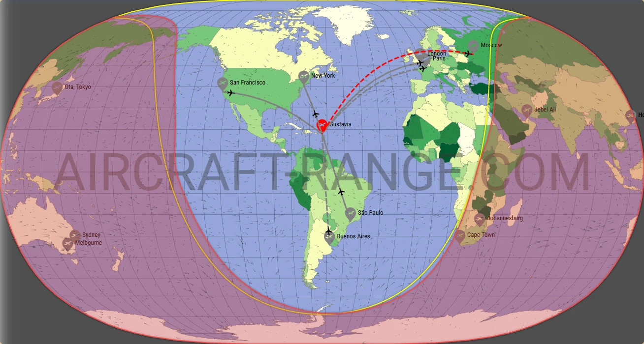 Global 5000 broker route map from Gustaf III Airport (TFFJ)