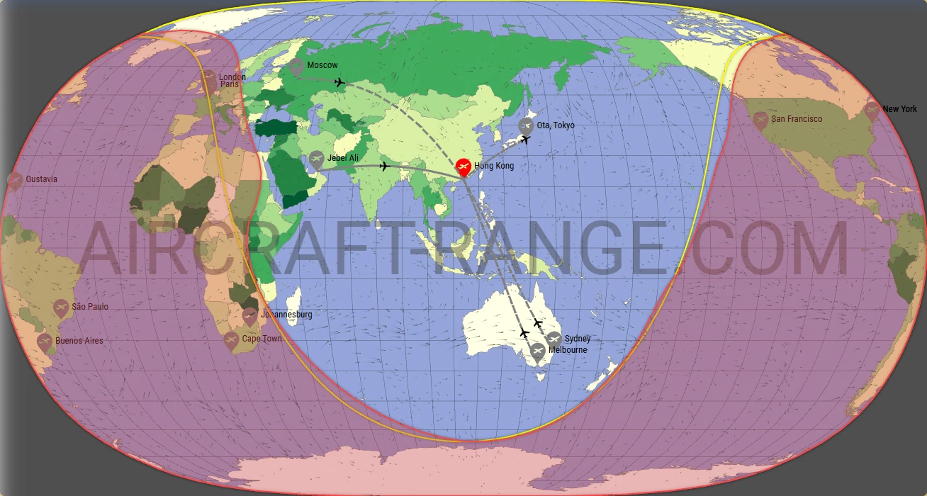 Global 5000 broker route map from Hong Kong International Airport (VHHH)
