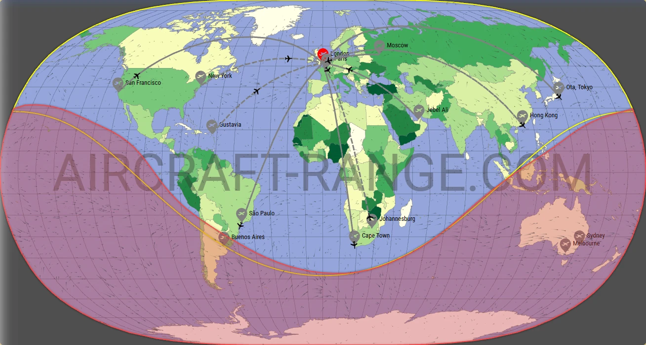 Global 6000 broker route map from London City Airport (EGLC)