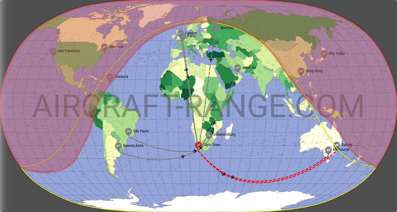 Global 6000 broker route map from Cape Town International Airport (FACT)