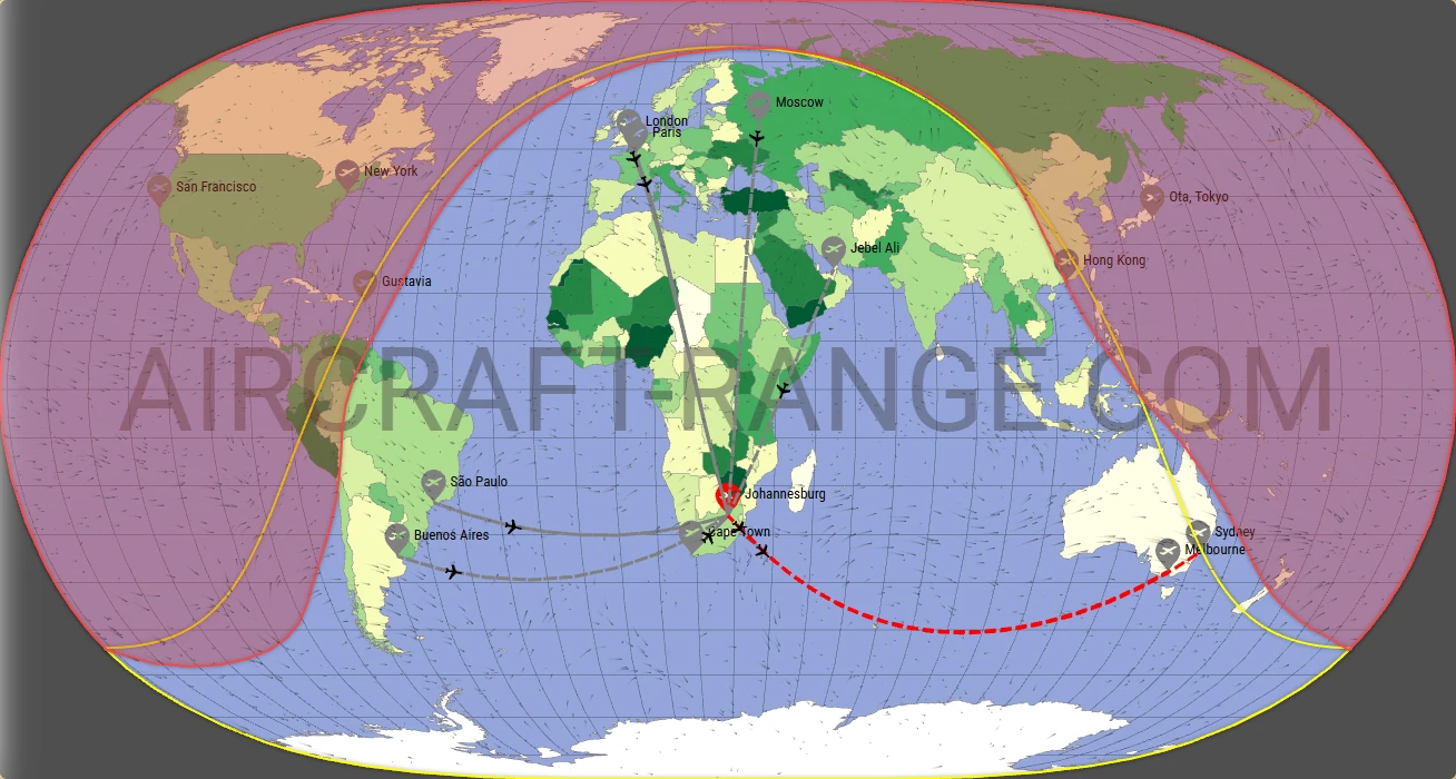 Global 6000 broker route map from OR Tambo International Airport (FAOR)