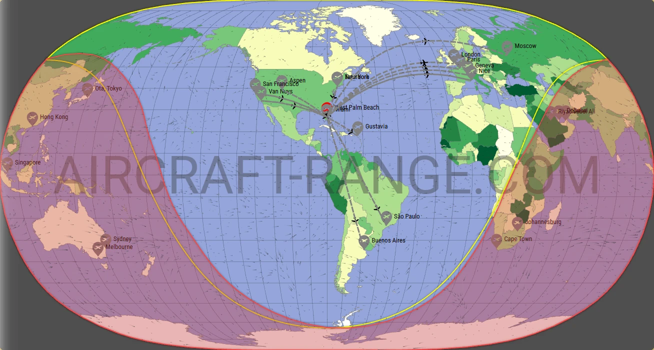Global 6000 broker route map from Palm Beach International Airport (KPBI)
