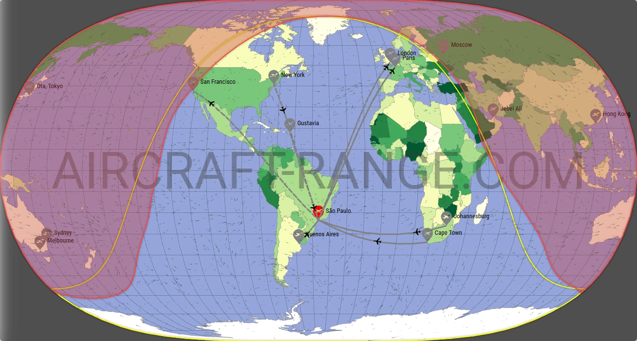 Global 6000 broker route map from Guarulhos - Governador André Franco Montoro International Airport (SBGR)