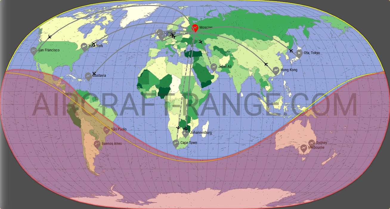 Global 6000 broker route map from Vnukovo International Airport (UUWW)