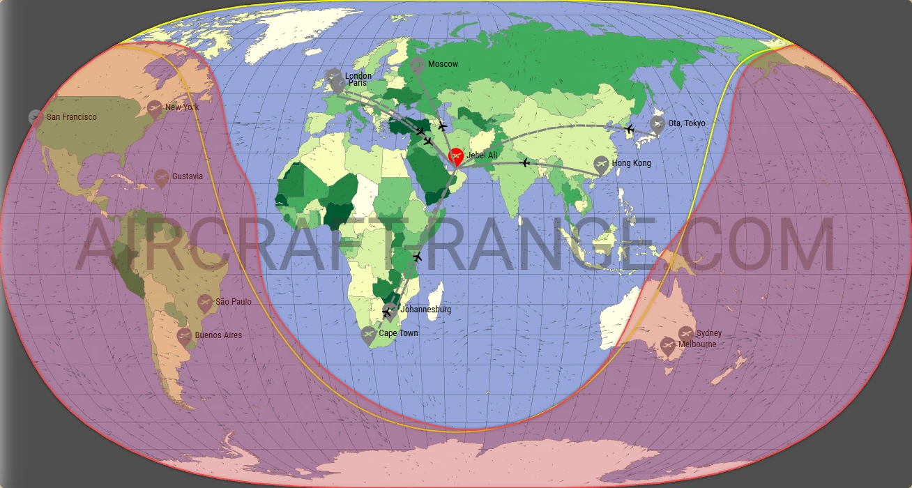 Gulfstream G500 broker route map from Al Maktoum International Airport (OMDW)