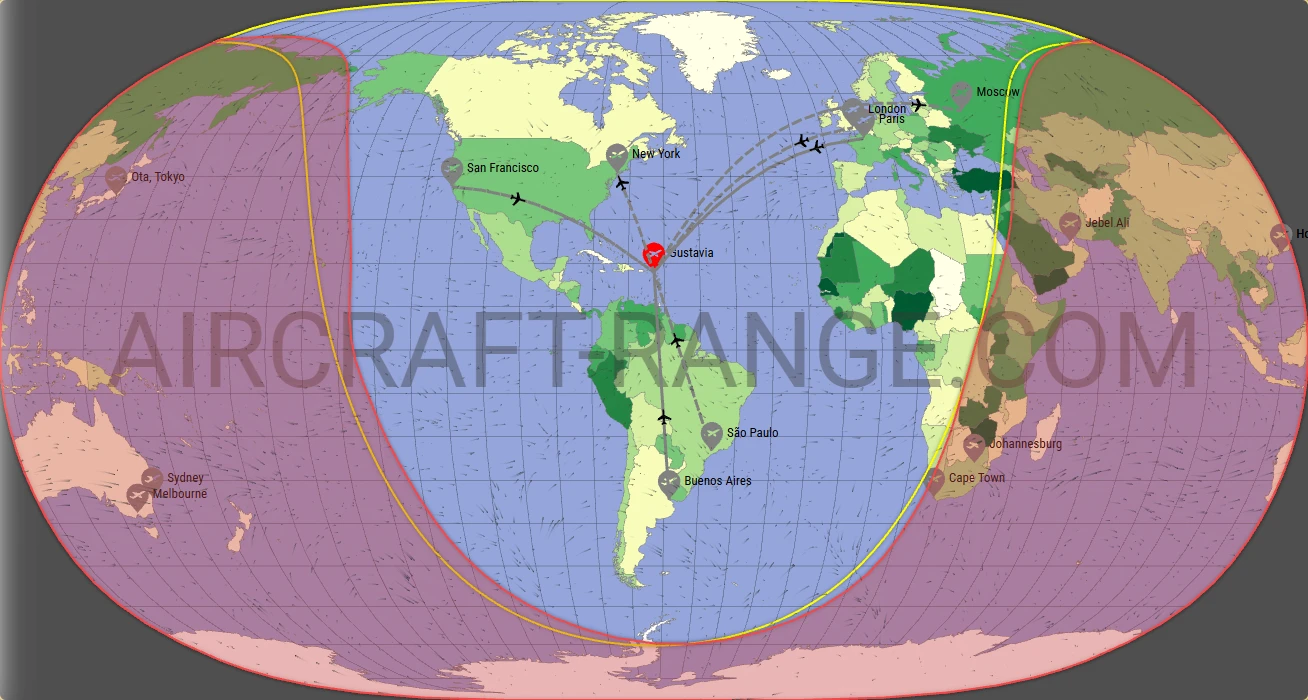 Gulfstream G500 broker route map from Gustaf III Airport (TFFJ)