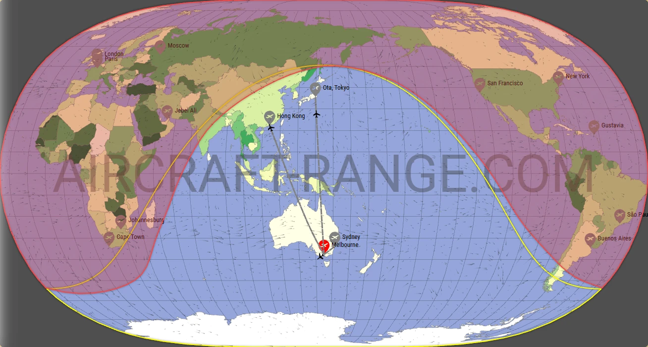 Gulfstream G500 broker route map from Melbourne International Airport (YMML)