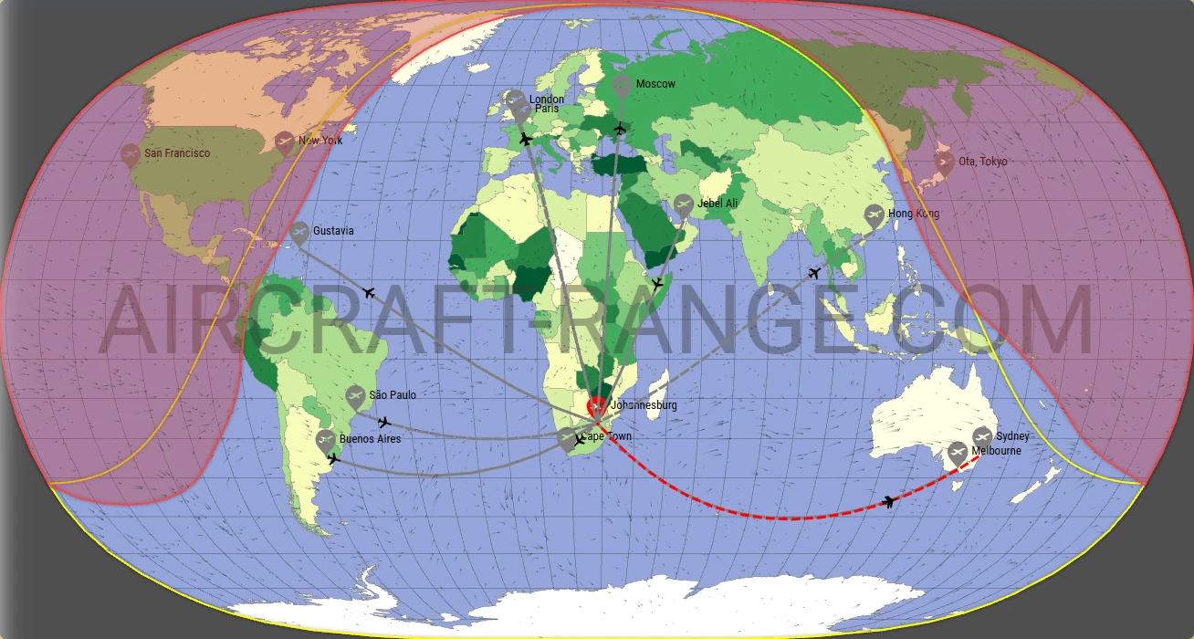 Gulfstream G550 broker route map from OR Tambo International Airport (FAOR)