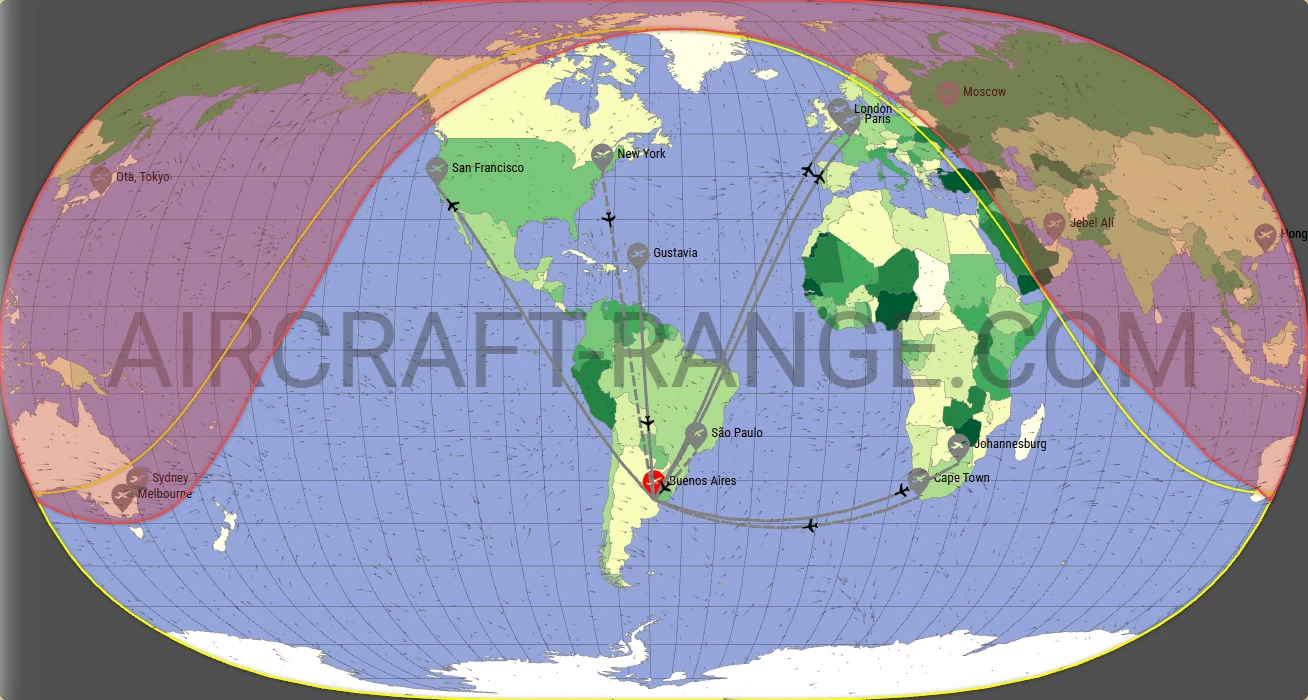 Gulfstream G550 broker route map from Jorge Newbery Airpark (SABE)