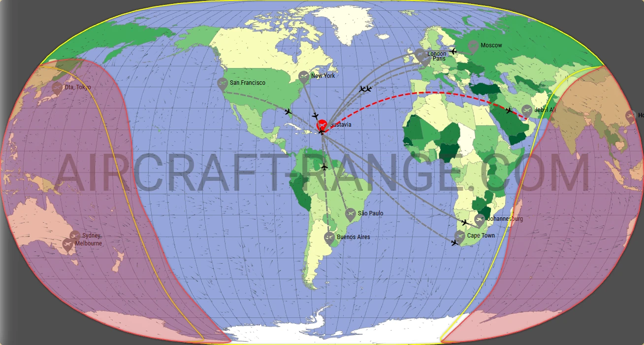 Gulfstream G550 broker route map from Gustaf III Airport (TFFJ)