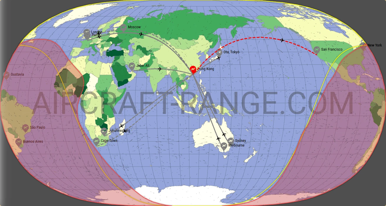 Gulfstream G550 broker route map from Hong Kong International Airport (VHHH)