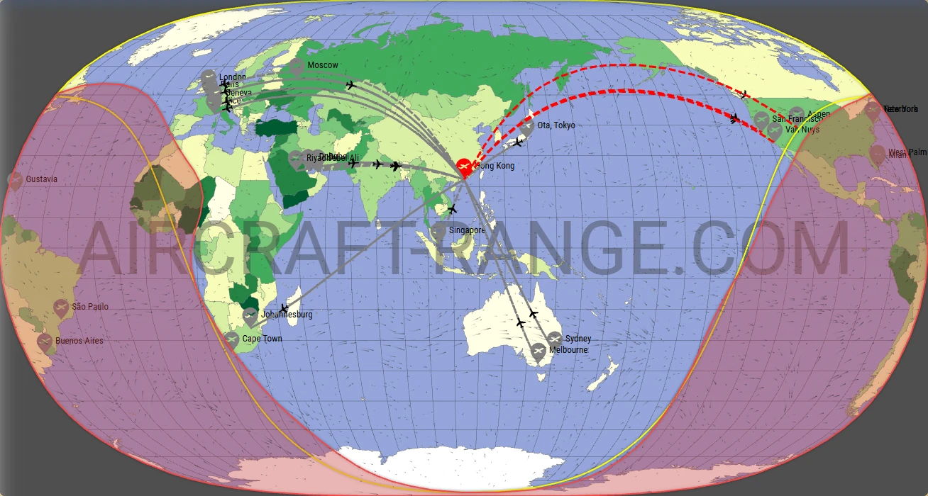 Gulfstream G600 broker route map from Hong Kong International Airport (VHHH)
