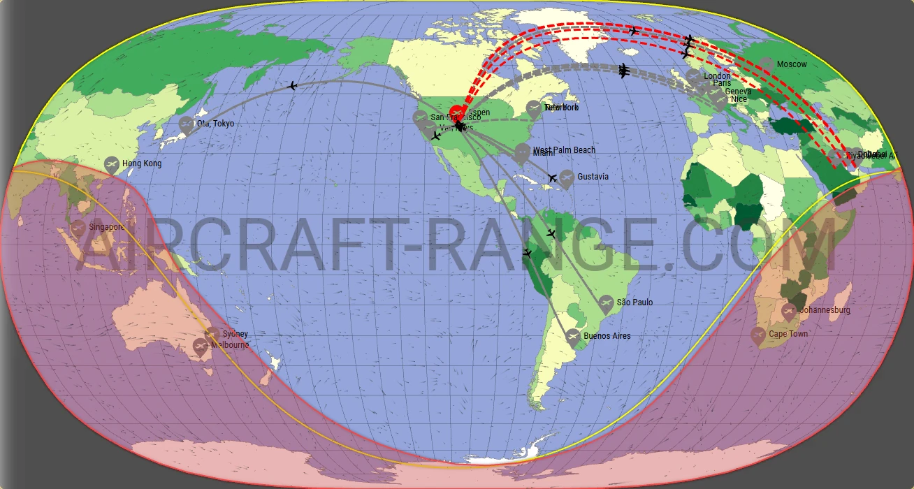Gulfstream G650 broker route map from Aspen-Pitkin County Airport (Sardy Field) (KASE)