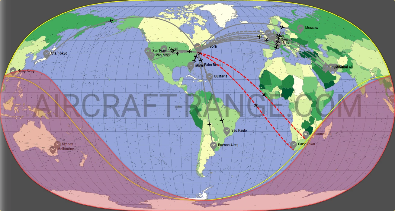 Gulfstream G650 broker route map from LaGuardia Airport (KLGA)
