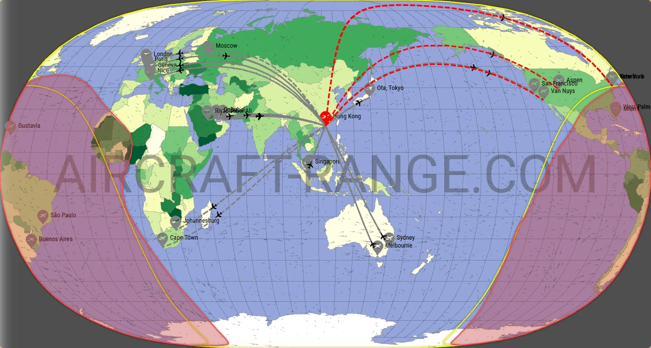 Gulfstream G650 broker route map from Hong Kong International Airport (VHHH)