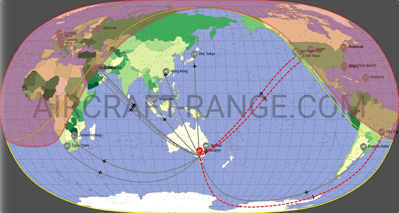 Gulfstream G650 broker route map from Melbourne Airport (YMML)