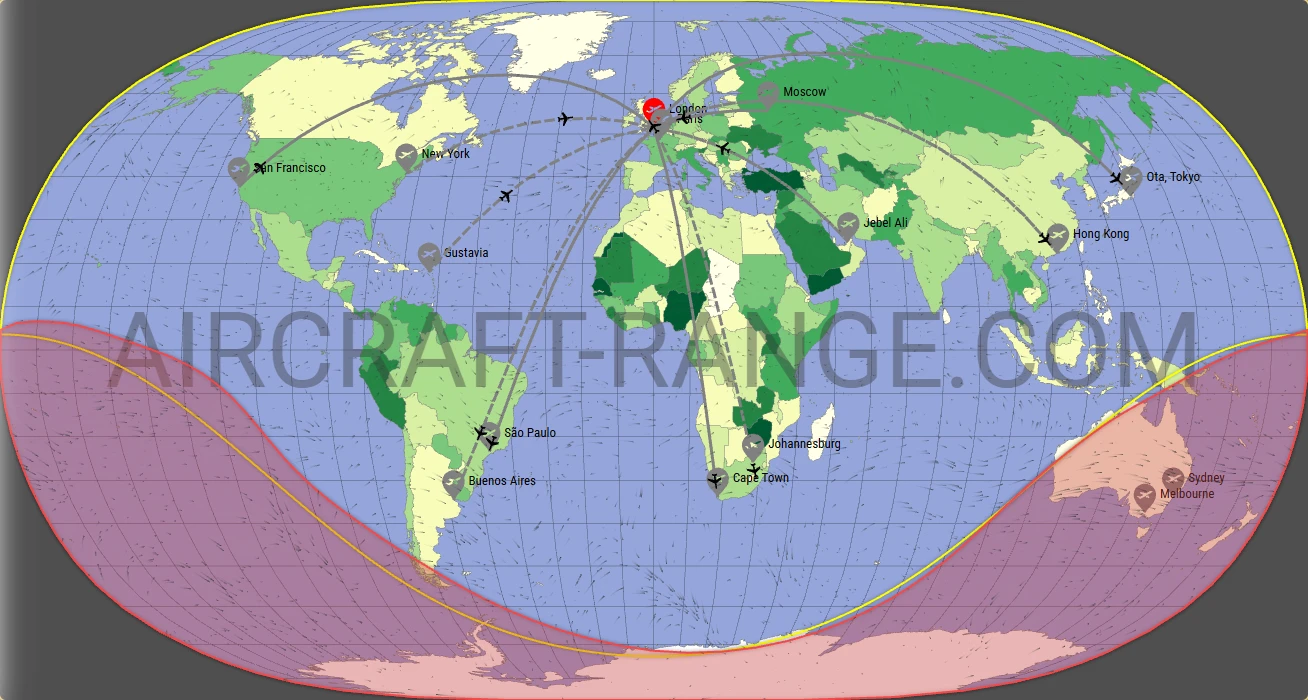 Gulfstream G650ER broker route map from London City Airport (EGLC)
