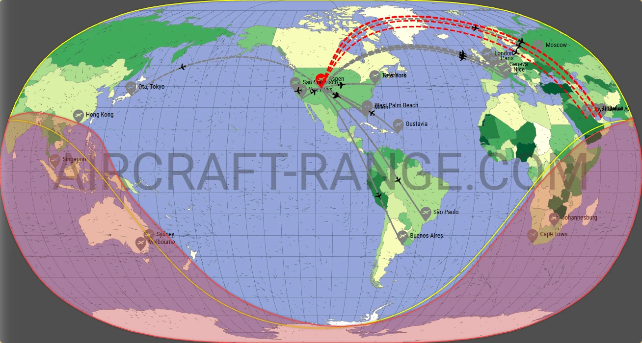 Gulfstream G650ER broker route map from Aspen-Pitkin County Airport (Sardy Field) (KASE)
