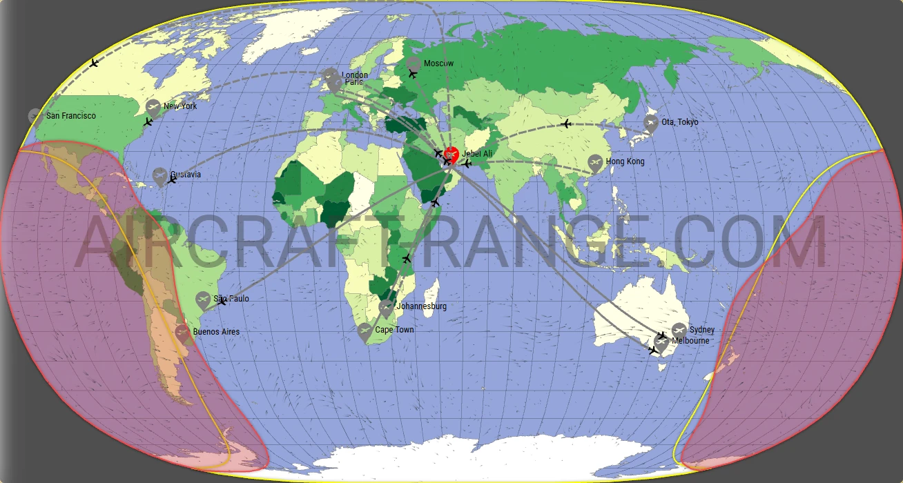 Gulfstream G650ER broker route map from Al Maktoum International Airport (OMDW)