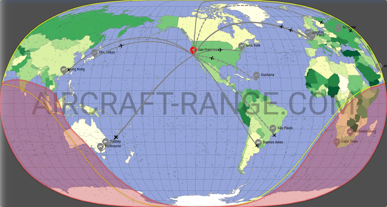 Gulfstream G700 broker route map from San Francisco International Airport (KSFO)