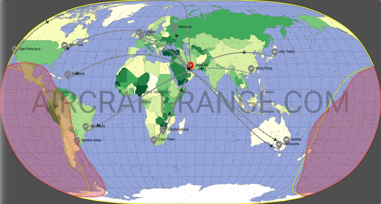 Gulfstream G700 broker route map from Al Maktoum International Airport (OMDW)